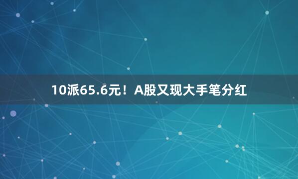 10派65.6元！A股又现大手笔分红