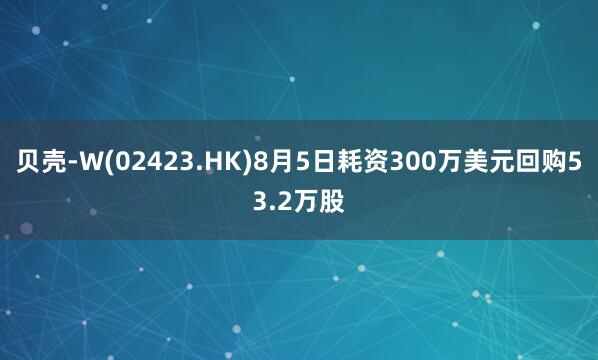 贝壳-W(02423.HK)8月5日耗资300万美元回购53.2万股