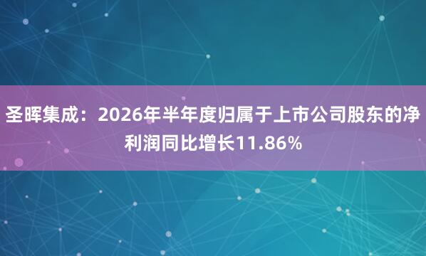 圣晖集成：2026年半年度归属于上市公司股东的净利润同比增长11.86%