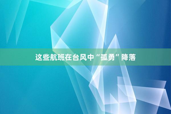 这些航班在台风中“孤勇”降落