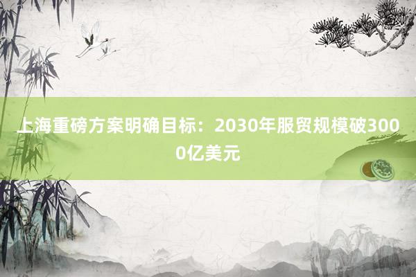 上海重磅方案明确目标：2030年服贸规模破3000亿美元