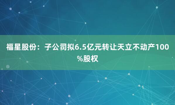 福星股份:子公司拟6.5亿元转让天立不动产100%股权