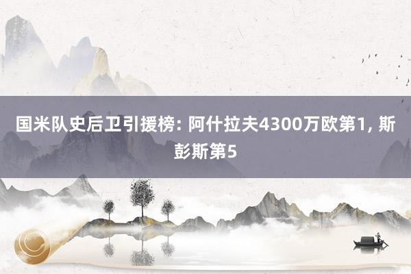 国米队史后卫引援榜: 阿什拉夫4300万欧第1, 斯彭斯第5