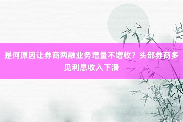 是何原因让券商两融业务增量不增收？头部券商多见利息收入下滑