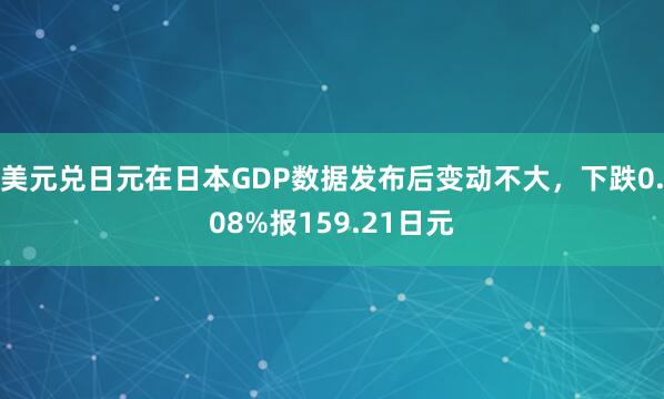 美元兑日元在日本GDP数据发布后变动不大，下跌0.08%报159.21日元
