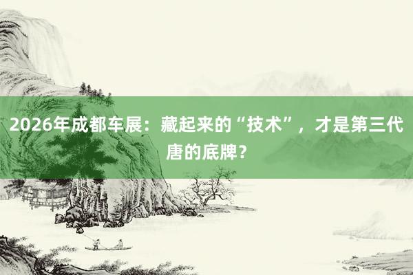 2026年成都车展：藏起来的“技术”，才是第三代唐的底牌？