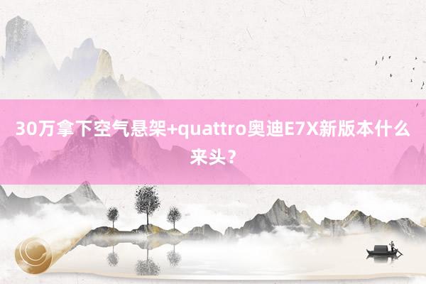 30万拿下空气悬架+quattro奥迪E7X新版本什么来头？