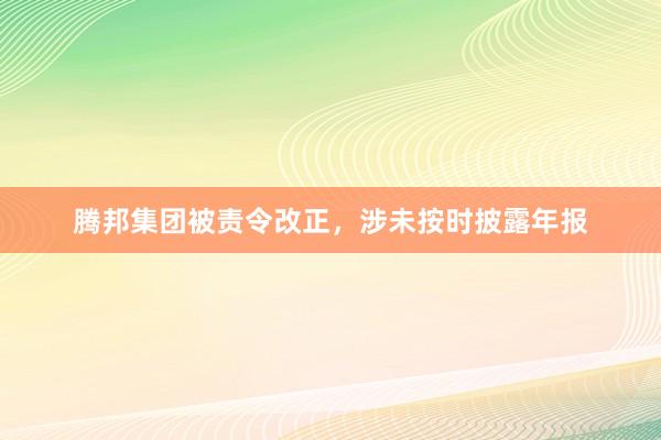 腾邦集团被责令改正，涉未按时披露年报