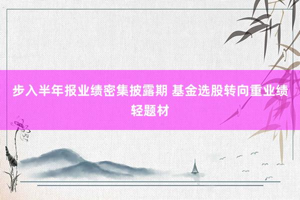 步入半年报业绩密集披露期 基金选股转向重业绩轻题材