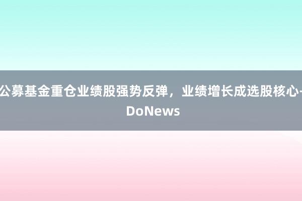 公募基金重仓业绩股强势反弹，业绩增长成选股核心- DoNews
