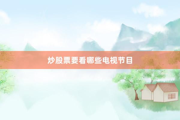 炒股票要看哪些电视节目