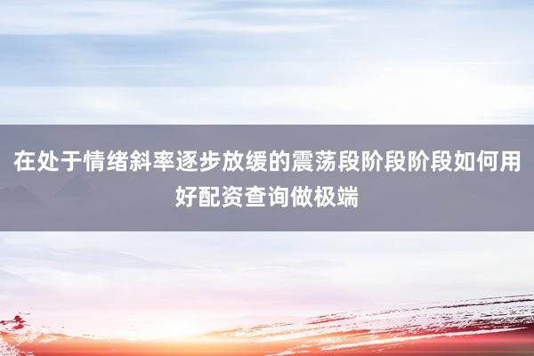 在处于情绪斜率逐步放缓的震荡段阶段阶段如何用好配资查询做极端