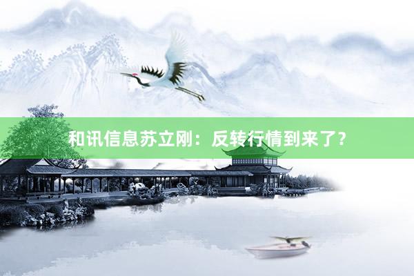 和讯信息苏立刚：反转行情到来了？