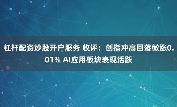 杠杆配资炒股开户服务 收评：创指冲高回落微涨0.01% AI应用板块表现活跃