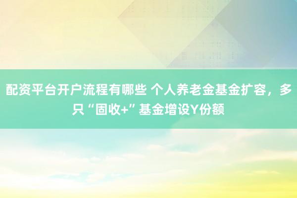 配资平台开户流程有哪些 个人养老金基金扩容，多只“固收+”基金增设Y份额