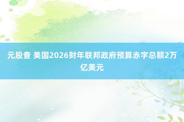 元股查 美国2026财年联邦政府预算赤字总额2万亿美元