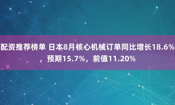 配资推荐榜单 日本8月核心机械订单同比增长18.6%，预期15.7%，前值11.20%