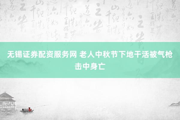 无锡证券配资服务网 老人中秋节下地干活被气枪击中身亡
